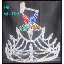 2016 Wholesale New fashion big tiara crown rhinestone stars custom king crown